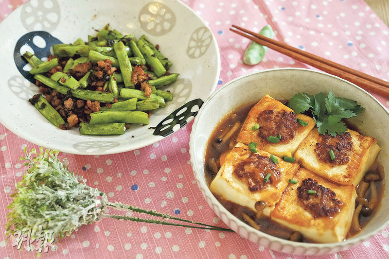 簡易廚房：肉碎兩味  炒四季豆＋釀豆腐